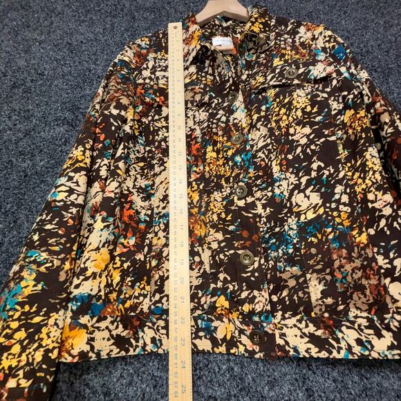 C&B Abstract Floral Print Rustic Boho Jacket Shacket Medium Jewel Tones Brown - Picture 2 of 6